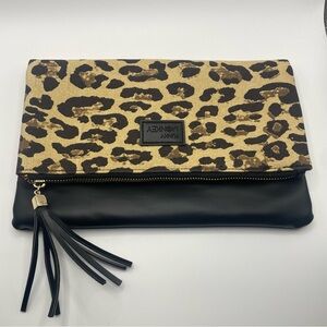 Funky Monkey Leopard Print Fold Over Clutch Bag Purse